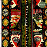 Digitally Printed Fabric with Patterns Recreated with Traditional African Masks